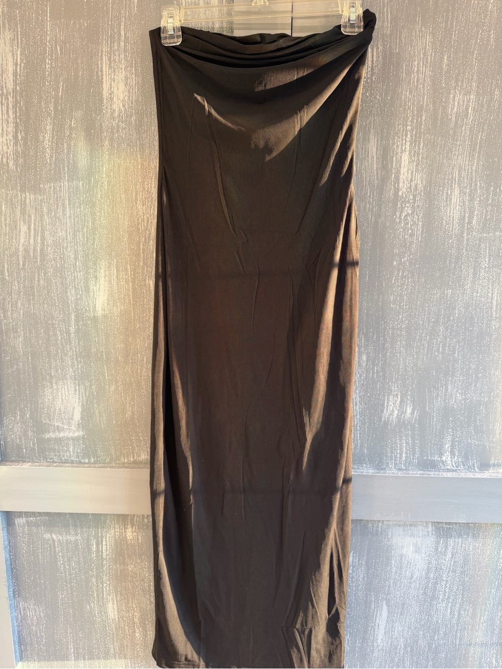 Manner Black Strapless Ribbed Midi Dress NWT Size Small - Picture 2 of 5